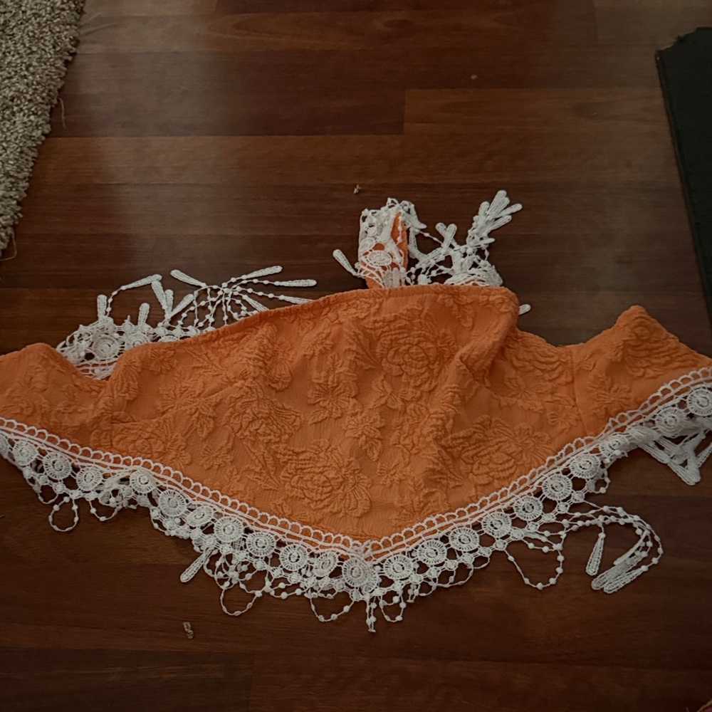 Orange Lace Going Out Top